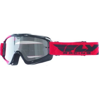 Dětské motokrosové brýle Fly Racing RS Zone Youth 2018 - černé/bílé, zrcadlové plexi s čepy pro slídy - černé/červené, čiré plexi s čepy pro slídy