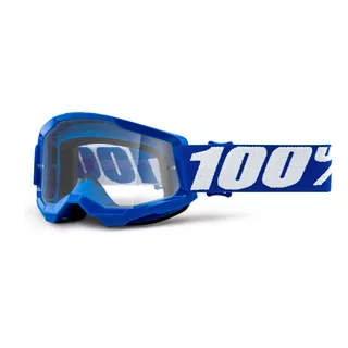 Children’s Motocross Goggles 100% Strata 2 Youth - Blue, Clear Plexi