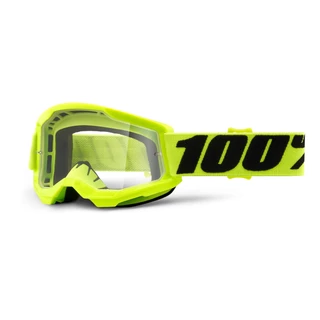 Children’s Motocross Goggles 100% Strata 2 Youth - Yellow, Clear Plexi