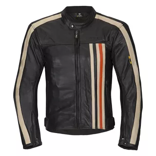 W-TEC NF-1114 Herren Leder-Motorradjacke - schwarz-beige-orange - schwarz-beige-orange