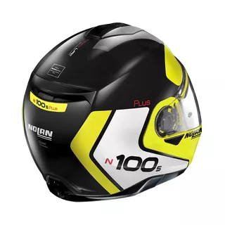 Moto prilba Nolan N100-5 Plus Distinctive N-Com P/J - Glossy Black-Fluo