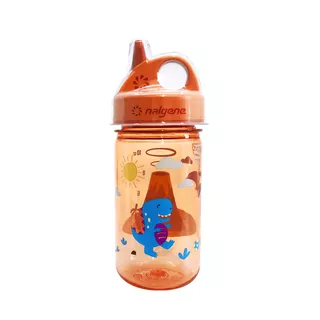 Gyerek kulacs NALGENE Grip'n Gulp 350 ml 2023 - Zöld Trail - Narancssárga Vulkán