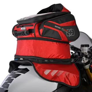 Motorcycle Tank Bag Oxford M30R 30 L Black/Red w/ Magnetic Base