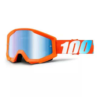 Motokrosové brýle 100% Strata Chrome - Hope modrá, modré chrom plexi s čepy pro slídy