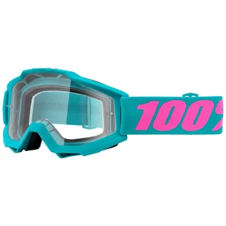Motocross szemüveg 100% Accuri - Invaders fehér/fekete, világos plexi - Passion zöld, világos plexi