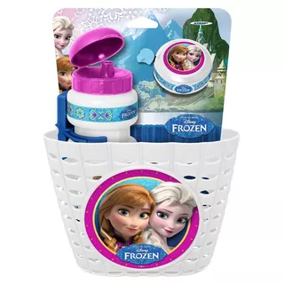 Cyklistická sada Frozen (košík, fľaša, zvonček) - biela