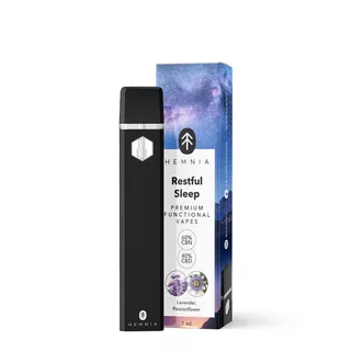 Prémium funkcionális Vape Pen Hemnia Restful Sleep, 40% CBD, 60% CBN, levendula, golgotavirág, 1 ml