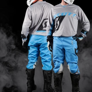 Motocross Gloves Scott 350 Dirt MXVI - Blue-Gray