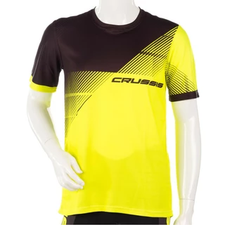 Męska koszulka sportowa kolarska T-shirt Crussis - czarny/żółty fluo