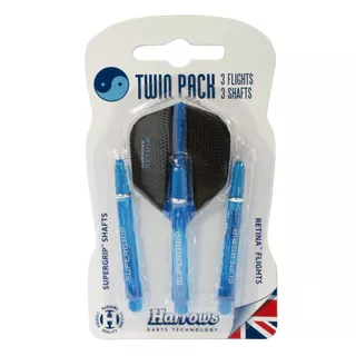 Harrows Twin Pack Medium Schafts und Flights Satz - Weiss - Aqua