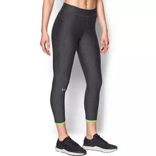 Dámské kompresní legíny Under Armour HG Armour Ankle Crop - Carbon Heather/Quirky Lime/Metallic Silver