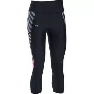 Dámske kompresné legíny Under Armour Fly By Printed Capri - Black/Dots/Reflective - Black/Stripes/Reflective