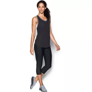 Dámske kompresné legíny Under Armour Fly By Printed Capri - Soft Black/Reflective