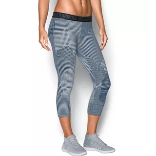 Women’s Capri Leggings Under Armour Favorite Printed - True Gray Heather/Blackout Navy/Metallic Silver