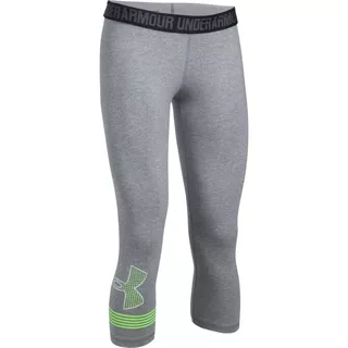 Dámske 3/4 legíny Under Armour Favorite Capri Graphic - CARBON HEATHER / MARATHON RED / WHITE - TRUE GRAY HEATHER / QUIRKY LIME / WHITE