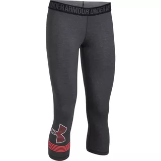 Dámske 3/4 legíny Under Armour Favorite Capri Graphic - CARBON HEATHER / MARATHON RED / WHITE