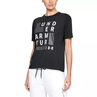 Dámske tričko Under Armour Graphic Square Logo Girlfriend Crew - Black / White / Metallic Silver