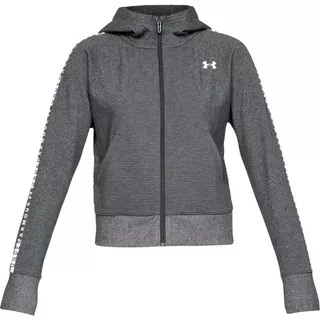 Women’s Hoodie Under Armour TB Ottoman Fleece FZ-WM Graphic - Black/White/White - Charcoal Light Heather/White/White