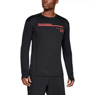 Pánske bežecké tričko Under Armour Simple Run Graphic Longsleeve - Black / After Burn / Reflective