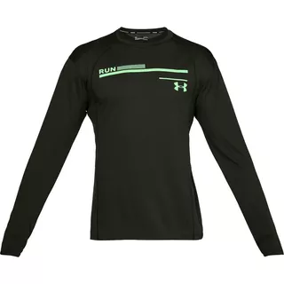 Pánske bežecké tričko Under Armour Simple Run Graphic Longsleeve - Black / After Burn / Reflective - Artillery Green / Green Typhoon / Reflective