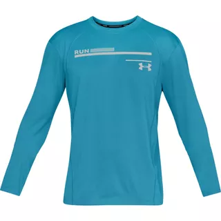 Pánske bežecké tričko Under Armour Simple Run Graphic Longsleeve - S - Deceit / Ghost Gray / Reflective