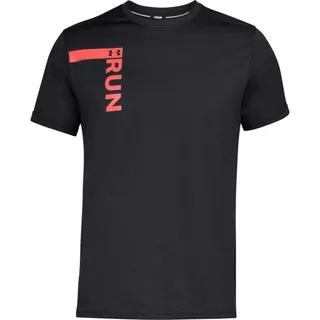 Pánske bežecké tričko Under Armour Run Tall Graphic SS - L - Black / After Burn / Reflective