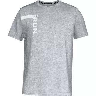 Pánske bežecké tričko Under Armour Run Tall Graphic SS - XL - Steel Light Heather / White / Reflective