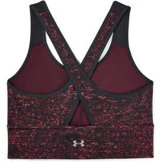 Dámska športová podprsenka Under Armour Mid Crossback Clutch Printed Bra - Dark Maroon / Dark Maroon / Reflective