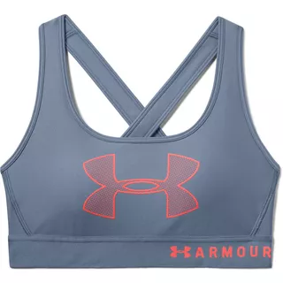 Dámska športová podprsenka Under Armour Crossback Graphic - Blue Circuit / Blue Circuit / Black - Washed Blue / Washed Blue / After Burn