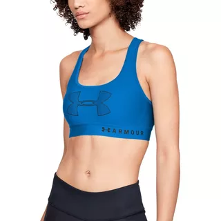 Dámska športová podprsenka Under Armour Crossback Graphic - Washed Blue / Washed Blue / After Burn