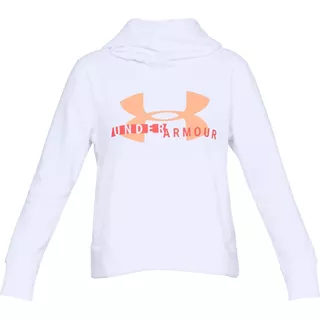 Dámska mikina Under Armour Cotton Fleece Sportstyle Logo Hoodie - White / Peach Horizon / After Burn