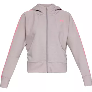 Women’s Hoodie Under Armour TB Ottoman Fleece FZ-WM Graphic - Charcoal Light Heather/White/White - Tetra Gray