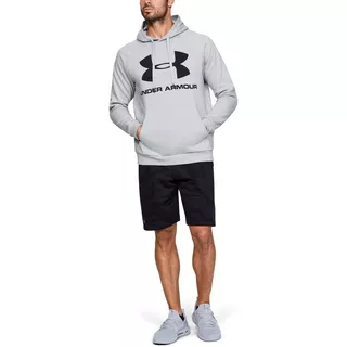 Pánská mikina Under Armour Rival Fleece SportStyle Logo Hoodie - Teal Vibe - Halo Gray