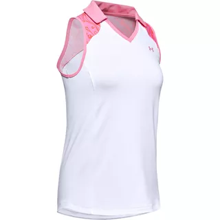 Dámske tielko s límčekom Under Armour Zinger Sleeveless Blocked Polo - Blue Frost - White