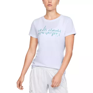 Dámske tričko Under Armour Tech Script Graphic SSC - Lipstick - White