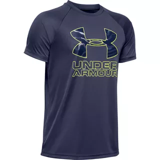 Chlapčenské tričko Under Armour Tech Hybrid Print Fill Logo - YL - Blue Ink