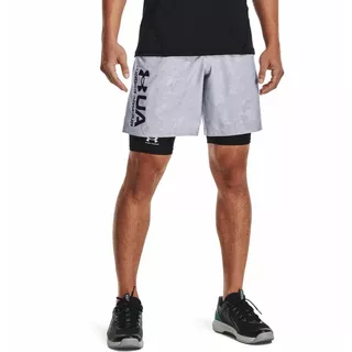 Pánske kraťasy Under Armour Woven Emboss Shorts - Academy/ White