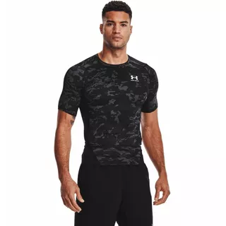 Pánske kompresné tričko Under Armour HG Armour Camo Comp SS - Black