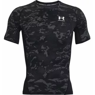 Pánske kompresné tričko Under Armour HG Armour Camo Comp SS - M - Black