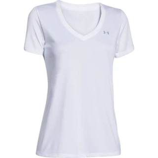Women’s V-Neck T-Shirt Under Armour Tech SSV – Solid - Phoenix Fire - White
