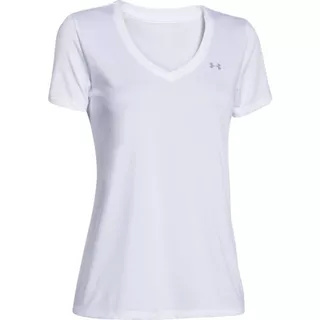 Women’s V-Neck T-Shirt Under Armour Tech SSV – Solid - White - White