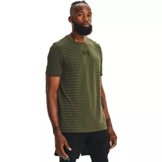 Men’s T-Shirt Under Armour Seamless Wordmark SS - Halo Gray - Marine OD Green