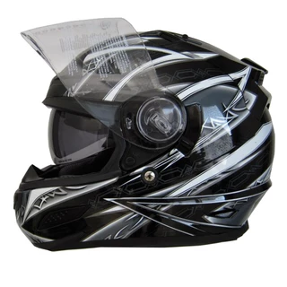 Moto helma Cyber US 100 - stříbrná s grafikou - stříbrná s grafikou