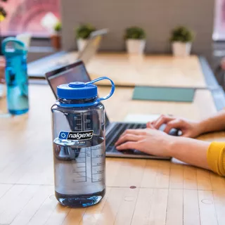 Outdoor Water Bottle NALGENE Wide Mouth Sustain 1 L - Gray w/Blue Cap