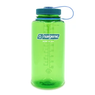Outdoor Water Bottle NALGENE Wide Mouth Sustain 1 L - Gray w/Blue Cap - Parrot Green