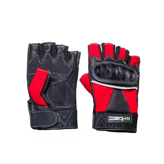 Fingerlose Leder-Motorradhandschuhe W-TEC NF-4190 - schwarz-rot