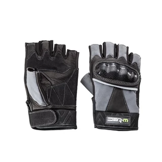 Leather Fingerless Moto Gloves W-TEC Reubal NF-4190 - M - Black-Grey