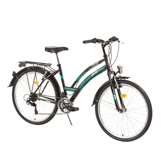 Dámsky trekingový bicykel DHS Travel 2636 - model 2014 - čierno-tyrkysová
