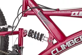 Celoodpružený juniorský bicykel DHS Climber 2642 - čierno-červená