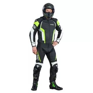 Męska skórzana kurtka motocyklowa W-TEC Velocity - OUTLET - Czarny-fluo